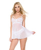 Lataa kuva gallerian katseluohjelmaan, Scallop Stretch Lace & Mesh Babydoll w/Thong - White SM