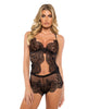 Indlæs billede i gallerifremviser, Dreamer's Lust Scalloped Eyelash Lace And Satin 2 Piece Camisole Set Black XL