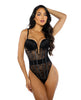 Cargue la imagen en el visor de la galería, Belle Noir Chantilly Lace and Satin Teddy - Black SM