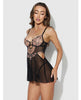 Afbeelding laden in Galerijviewer, Nova Lace & Mesh Babydoll w/G-String 2 pc Set - Black LG