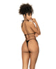 Load image into Gallery viewer, Star Dancer Wet Look Top w/Matte Side Tie Thong 2 pc Set - Black S/M