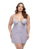 Lataa kuva gallerian katseluohjelmaan, Elsie Lace & Mesh Underwire Babydoll w/G-String 2 pc Set - Brunnera Blue 1X/2X