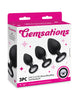Bild in den Galerie-Viewer laden, Gemsations 3 pc 2.75" & 3.15" & 3.7" Silicone Bling Bling Butt Plug Training Set - Black