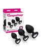 Afbeelding laden in Galerijviewer, Gemsations 3 pc 2.75" & 3.15" & 3.7" Silicone Bling Bling Heart Butt Plug Training Set - Black