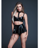 Cargue la imagen en el visor de la galería, Allure Naughty Nights Latex Look Vinyl and Lace Choker Bra & Mini Skirt 2 pc Set - Black MD
