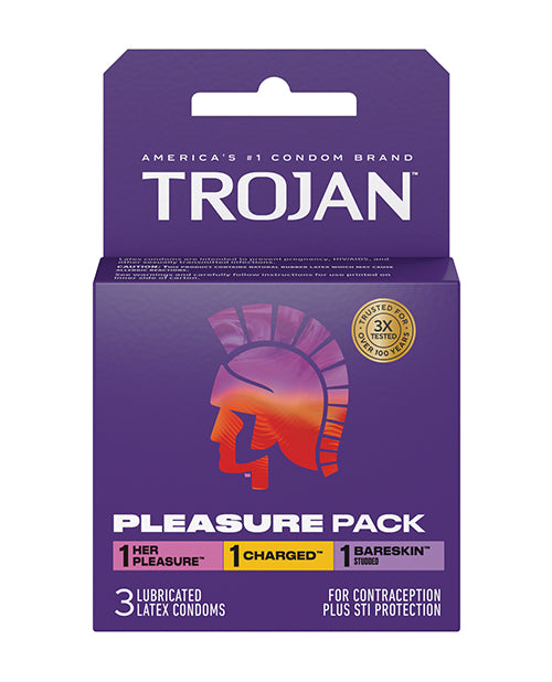 Indlæs billede i gallerifremviser, Trojan Pleasure Pack Condoms Assorted Box Of 3 Twisted And Her Pleasure