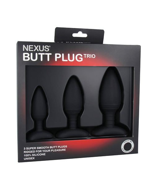 Indlæs billede i gallerifremviser, Nexus Butt Plug Trio Set of 3 Solid Silicone Anal Plugs S M L Training Kit