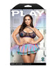 Load image into Gallery viewer, Ready Lets Glow Flash Mesh Top Set With G String Pom Pom Pasties 3X 4X