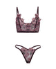 Load image into Gallery viewer, Adela Embroidered Boned Bustier and G String Two Piece Set Black Pink Small