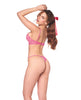Cargue la imagen en el visor de la galería, Conjunto de 3 piezas con top de encaje transparente con aros, panty y liguero - Rosa L/XL