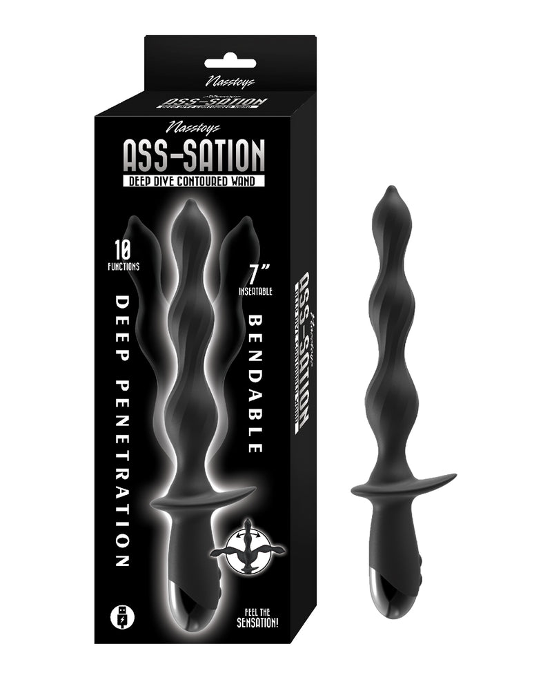 Load image into Gallery viewer, Nasstoys Ass Sation Deep Dive Contoured Flexible Wand Black