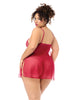 Bild in den Galerie-Viewer laden, Luxe Plus Size Red Babydoll Featuring Adjustable Straps Sheer Skirt