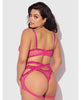 Afbeelding laden in Galerijviewer, Yvone roze kanten bh Jarreteltanga 3-delige set Plus Size met afneembare push-upbandjes