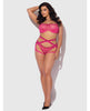 Afbeelding laden in Galerijviewer, Yvone roze kanten bh Jarreteltanga 3-delige set Plus Size met afneembare push-upbandjes