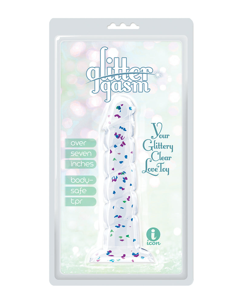 Charger l'image dans la visionneuse de la galerie, Glittergasm Swirl Dildo Seven Point Five Inch Crystal Glitter Blue Purple Violet