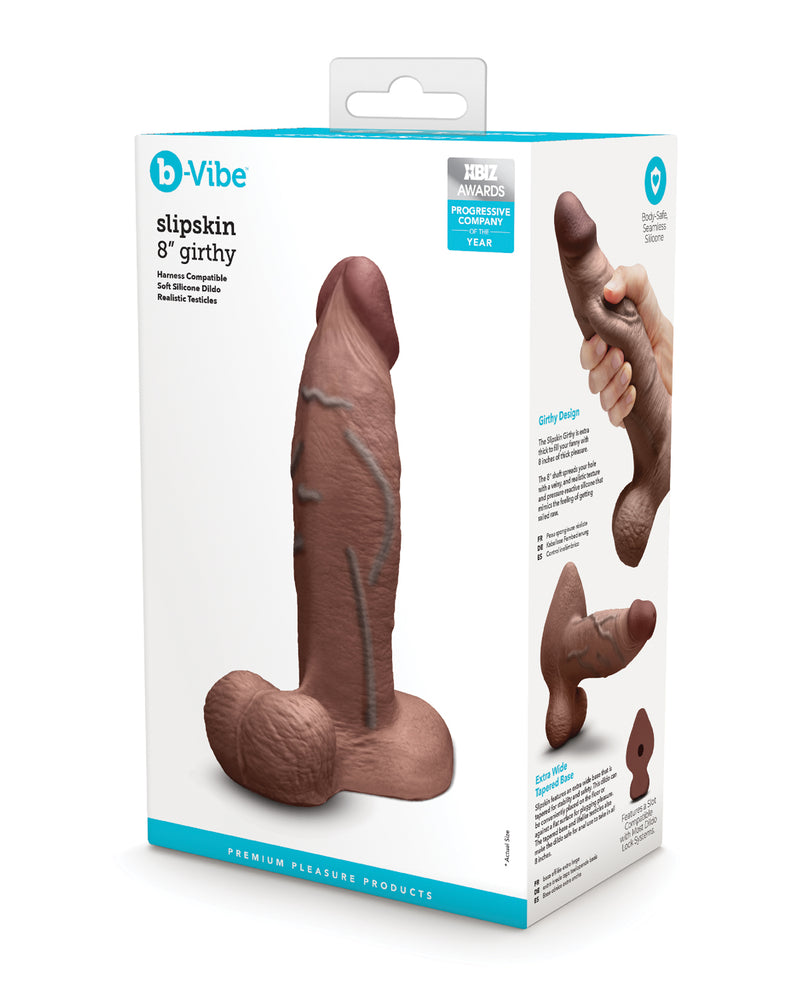 Charger l'image dans la visionneuse de la galerie, Gode réaliste en silicone B-Vibe Slipskin Girthy, 8 Inch, marron
