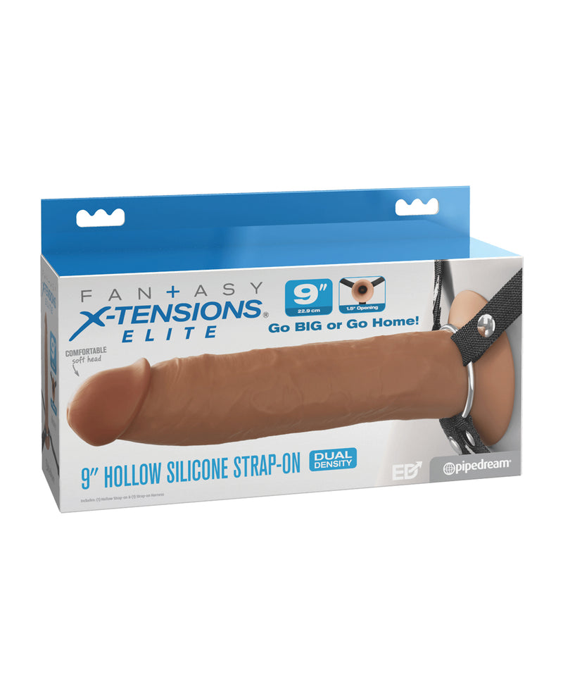 Afbeelding laden in Galerijviewer, Fantasy X-Tensions Elite 9" siliconen holle strap-on met dubbele dichtheid - Bruin