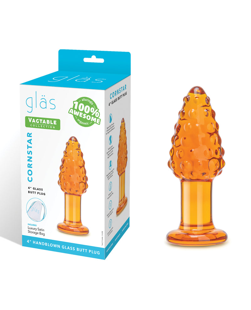 Afbeelding laden in Galerijviewer, Cornstar glazen buttplug van 4 inch met getextureerde maïskorrels