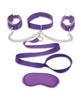 Load image into Gallery viewer, Premium Collar Cuffs Leash Set Purple Soft Lined Adjustable Restraints