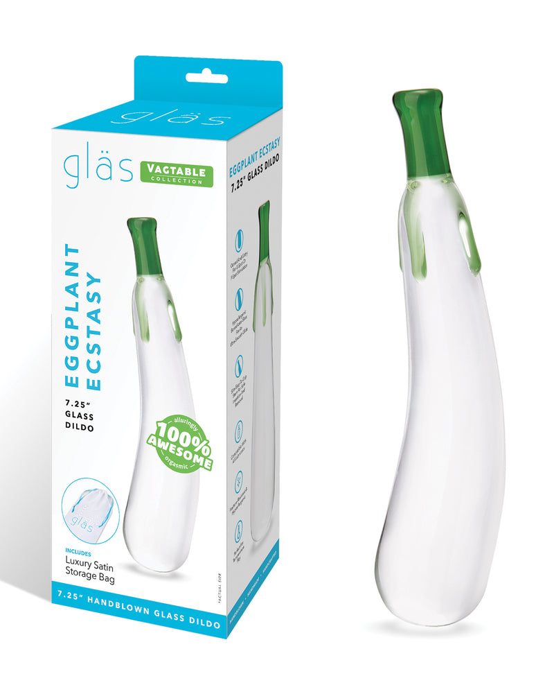 Indlæs billede i gallerifremviser, Glasdildo formet som en aubergine, 7.25 Inches, håndblæst ekstaseformet sexlegetøj