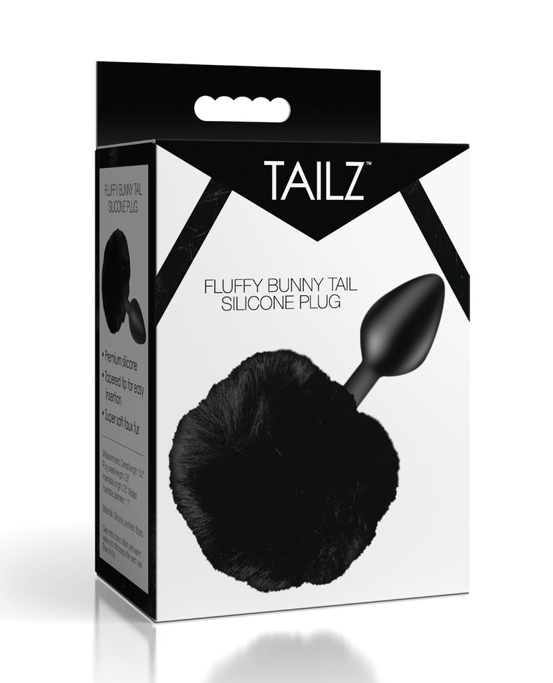Cargue la imagen en el visor de la galería, Tailz Plug anal de silicona con cola de conejo de piel sintética suave negro