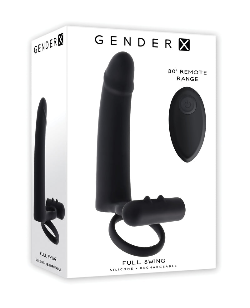 Charger l'image dans la visionneuse de la galerie, Anneau pénien vibrant portable à télécommande Gender X Full Swing, noir