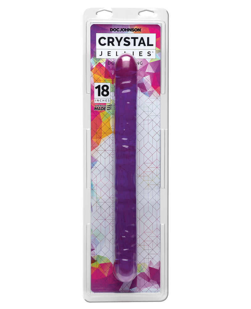 Load image into Gallery viewer, Crystal Jellies 18 Inch Double Dong Purple Soft Flexible Veiny Design