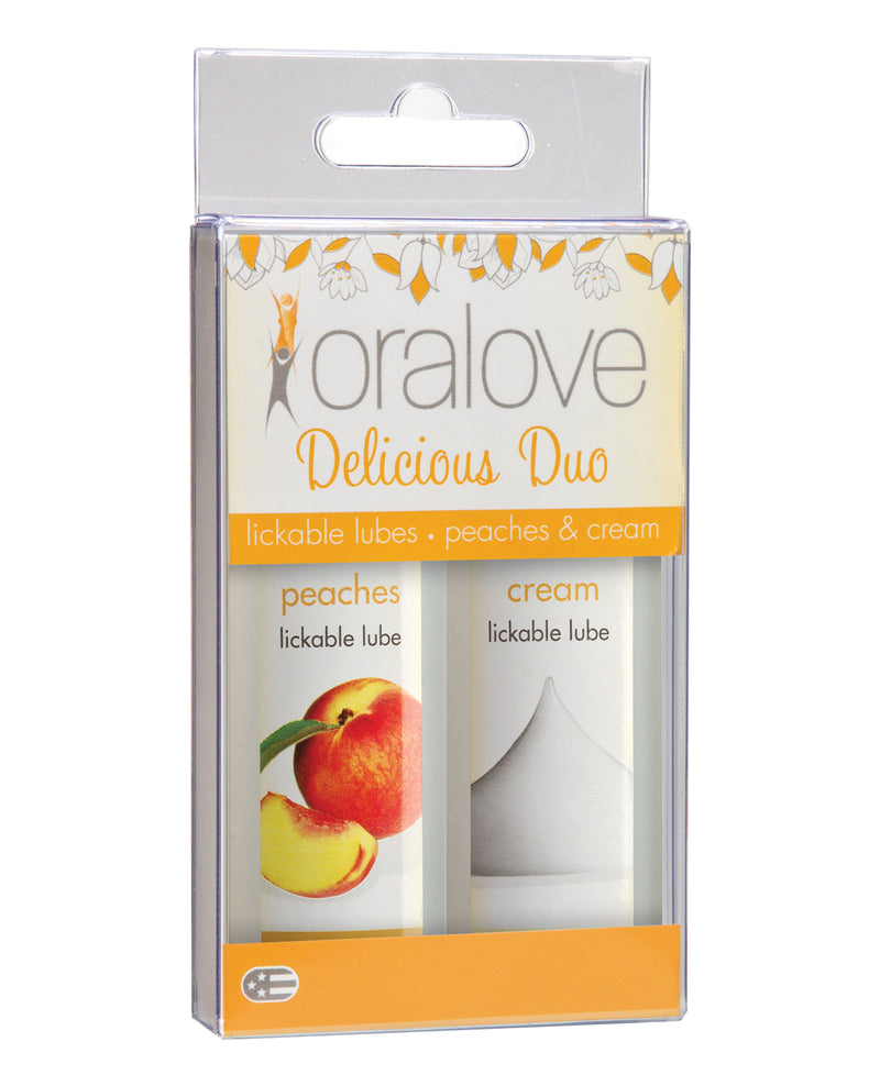 Indlæs billede i gallerifremviser, Oralove Delicious Duo Flavored Lubricant Peaches and Cream