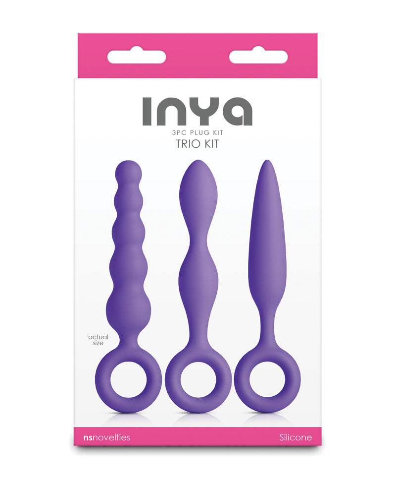 Charger l'image dans la visionneuse de la galerie, Kit Inya Trio violet en silicone, ensemble de plugs anaux pour débutants avec anneaux pour les doigts