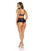 Bild in den Galerie-Viewer laden, Escante Twilight Zone Babydoll- und Tanga-Set aus Spitzen-Netzstoff