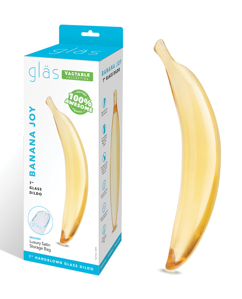 Afbeelding laden in Galerijviewer, Handgeblazen banaanvormige glazen dildo van 7 inch, massief, sensueel genotsartikel