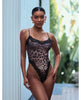 Carregar imagem no visualizador da Galeria, Teddy Fierce de renda e modal com estampa de leopardo e costas fio-dental G String Lxl