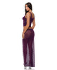 Load image into Gallery viewer, Feel Me Purple Textured Lace Bustier Set With Thong And Ruched Skirt