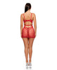 Load image into Gallery viewer, La Vie En Rose Metallic Rose Lace Chemise Panty And Belt 3 Pc Set Red Large