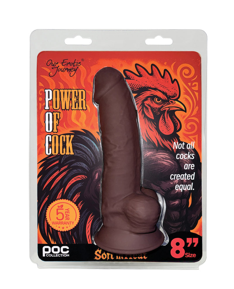 Afbeelding laden in Galerijviewer, Power Of Cock 8 inch realistische dildo van donkerbruin siliconen met dubbele dichtheid