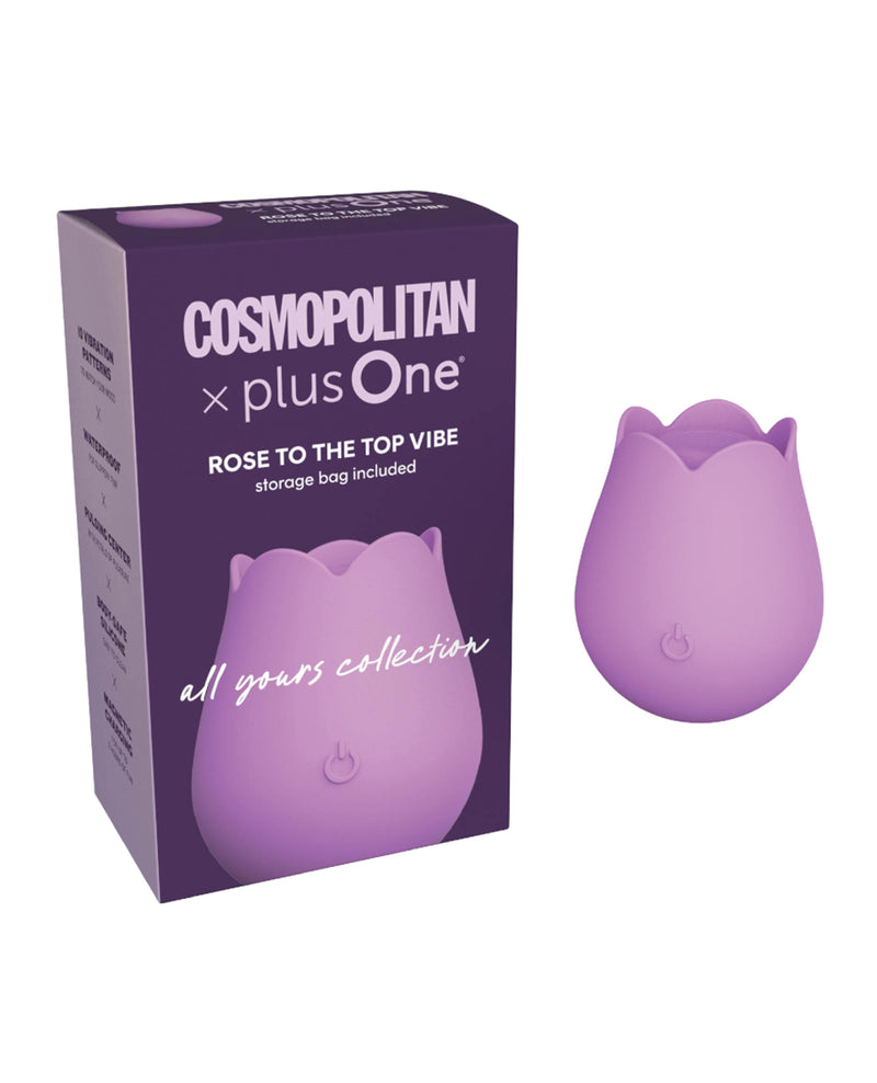Cargue la imagen en el visor de la galería, Juguete vibrador Cosmopolitan X PlusOne Rose Vibe, pétalos vibratorios y centro pulsante