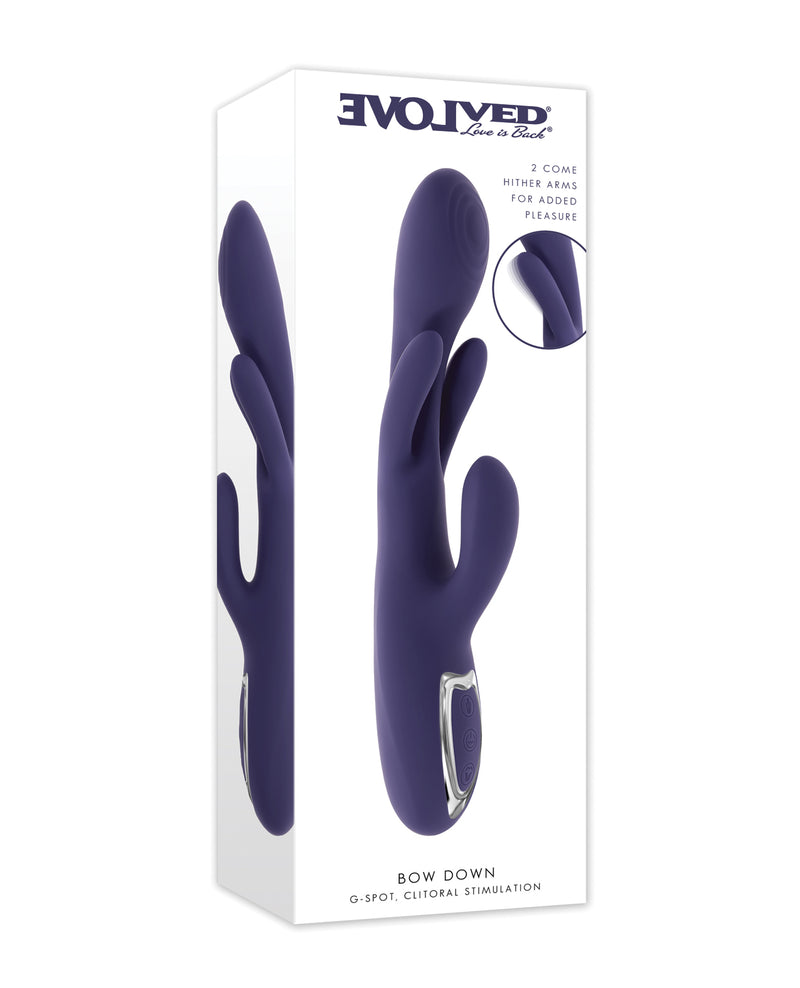 Load image into Gallery viewer, Evolved Bow Down Dual Motion Purple Vibrator For Clitoral Pleasure