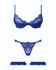 Load image into Gallery viewer, Madeline Lace Satin Three Piece Lingerie Set Cobalt Blue Large