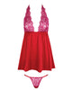 Indlæs billede i gallerifremviser, Jocelyn hindbærfarvet blonde- og satin-halter-babydollkjole med g-streng