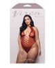 Cargue la imagen en el visor de la galería, Body teddy Vixen rojo de encaje floral, escote pronunciado, cuello halter con lazo, talla grande