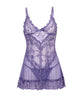 Cargue la imagen en el visor de la galería, Babydoll de encaje morado de talla grande con tanga y lazos para San Valentín