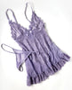 Cargue la imagen en el visor de la galería, Babydoll de encaje morado de talla grande con tanga y lazos para San Valentín