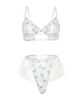 Charger l'image dans la visionneuse de la galerie, Ensemble de lingerie blanc Elena avec soutien-gorge à armatures brodé de fleurs et culotte à jupe