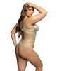 Load image into Gallery viewer, Green Embroidered Daisy Lace Teddy With Crisscross Underwire Bow Size 1X