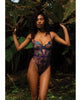 Load image into Gallery viewer, Electric Shimmer Floral Embroidered Lace Satin Teddy Underwire Violet Small