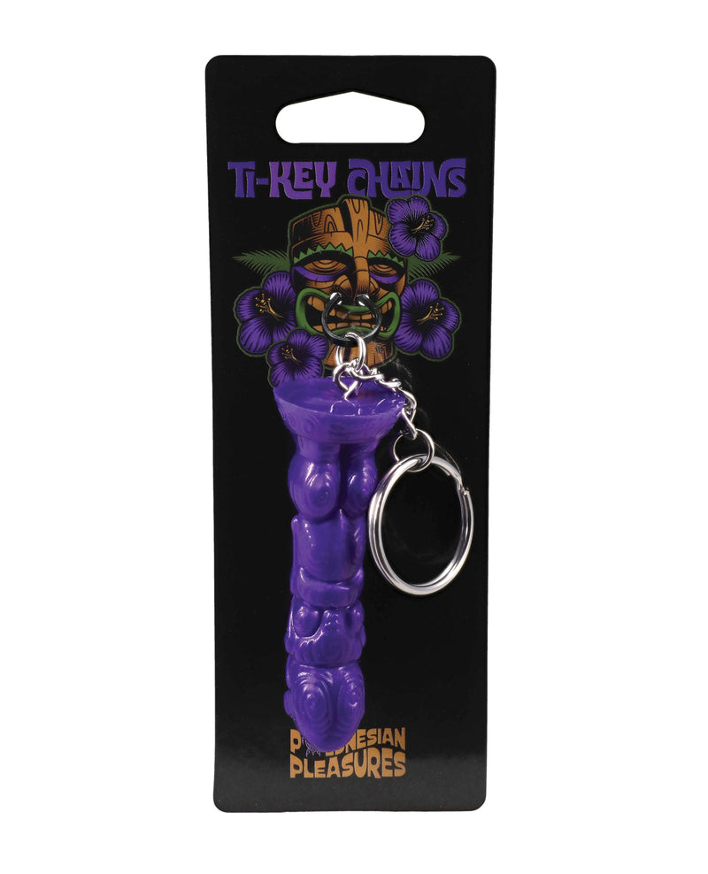 Charger l'image dans la visionneuse de la galerie, Porte-clés tiki polynésien en silicone violet, idole de l’esprit Uhane Ino, cadeau de voyage