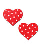 Cargue la imagen en el visor de la galería, Parchecitos para pezones en forma de corazón Pastease, rojos con lunares blancos, talla única