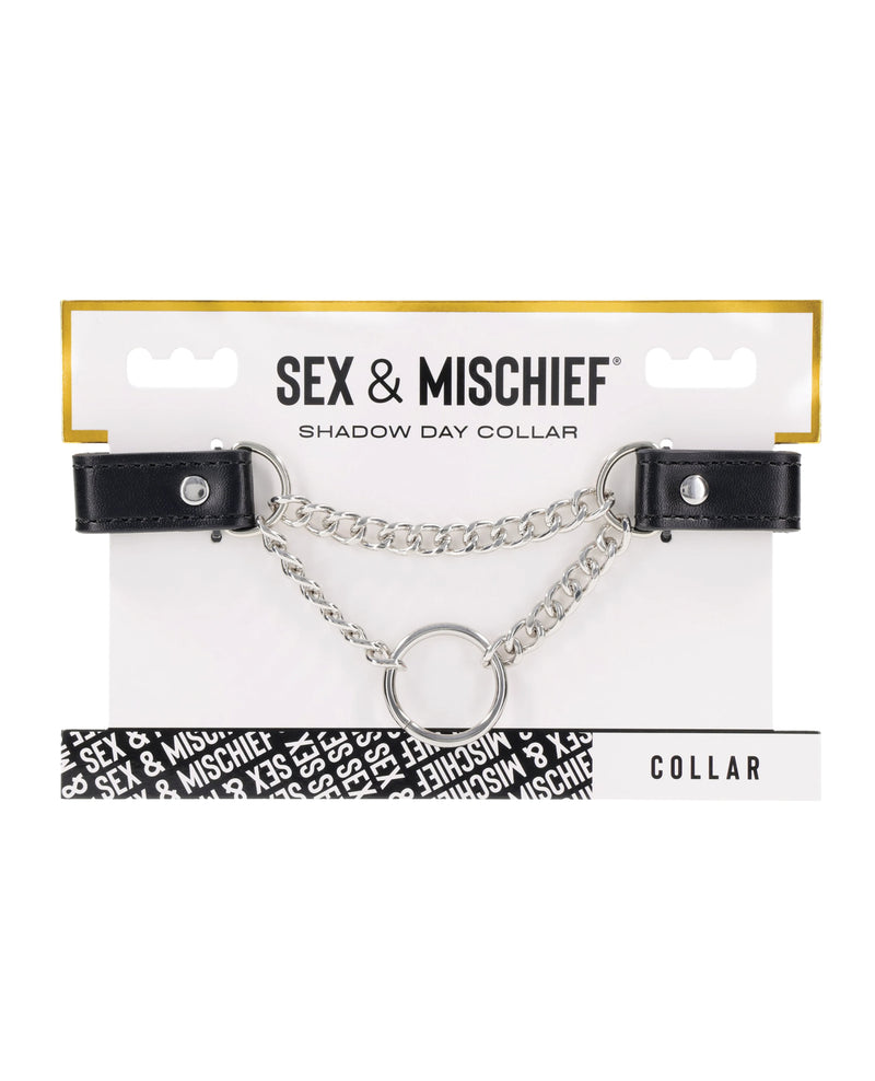 Cargue la imagen en el visor de la galería, Collar de día negro de cuero sintético con herrajes plateados Sex Mischief Shadow