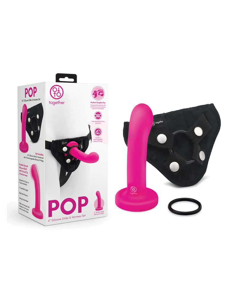 Load image into Gallery viewer, Together Vibes Pop Silicone Dildo With Ring Harness Set