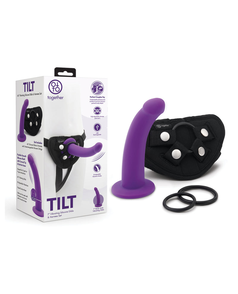 Carica l'immagine nel visualizzatore Galleria, Dildo curvo vibrante in silicone Together Tilt da 6.5 Inch con imbracatura